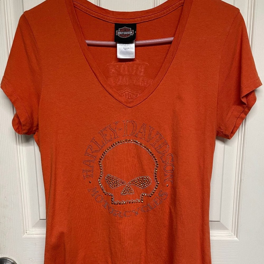 Womens Harley Davidson Skull Short Sleeve Tshirt